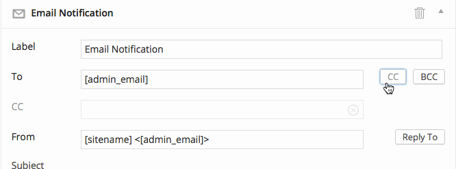 Filling out email recipient information