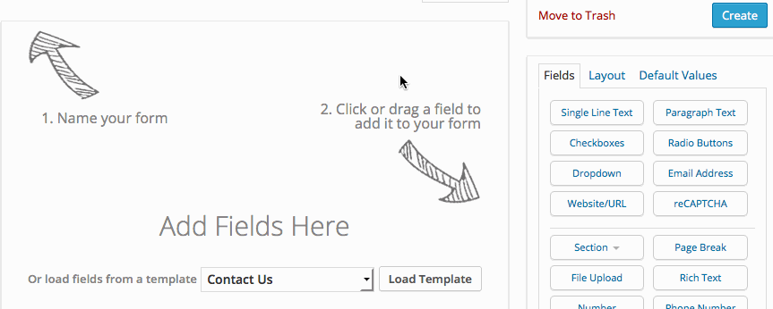 Drag and drop to add form fields